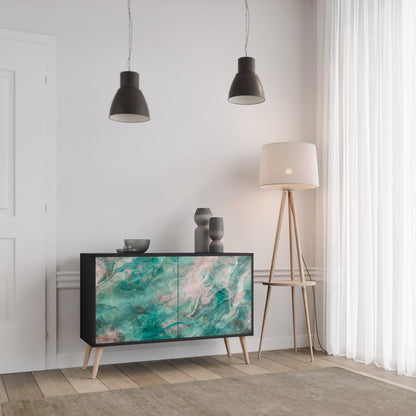Credenza a 2 ante ABSTRACT ALCHEMY in finitura nera