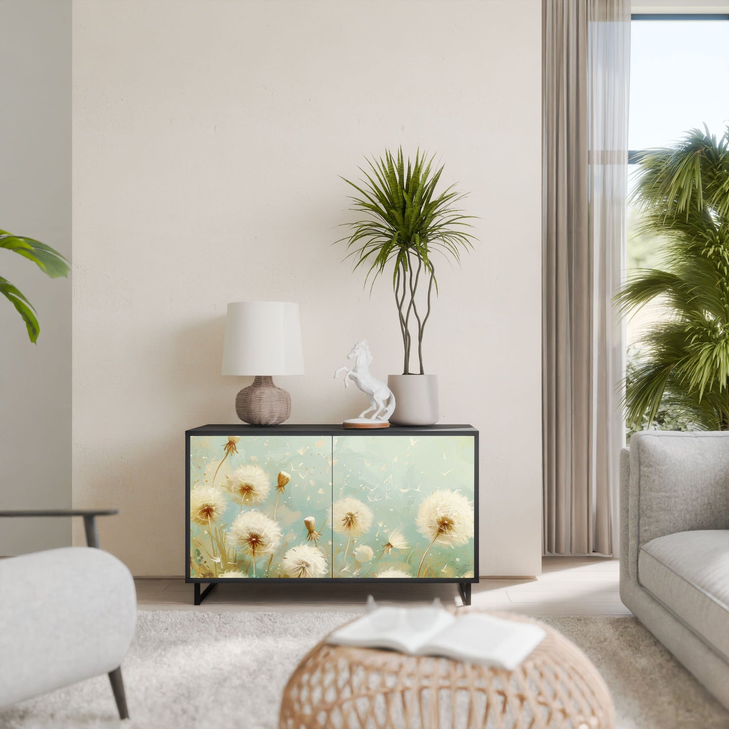 Credenza a 2 ante DREAMY MEADOW in finitura nera