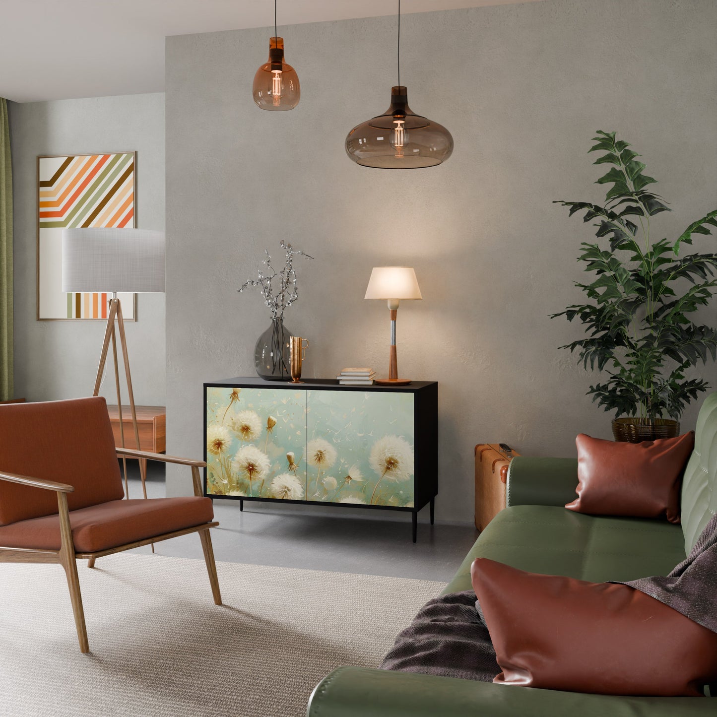 Credenza a 2 ante DREAMY MEADOW in finitura nera