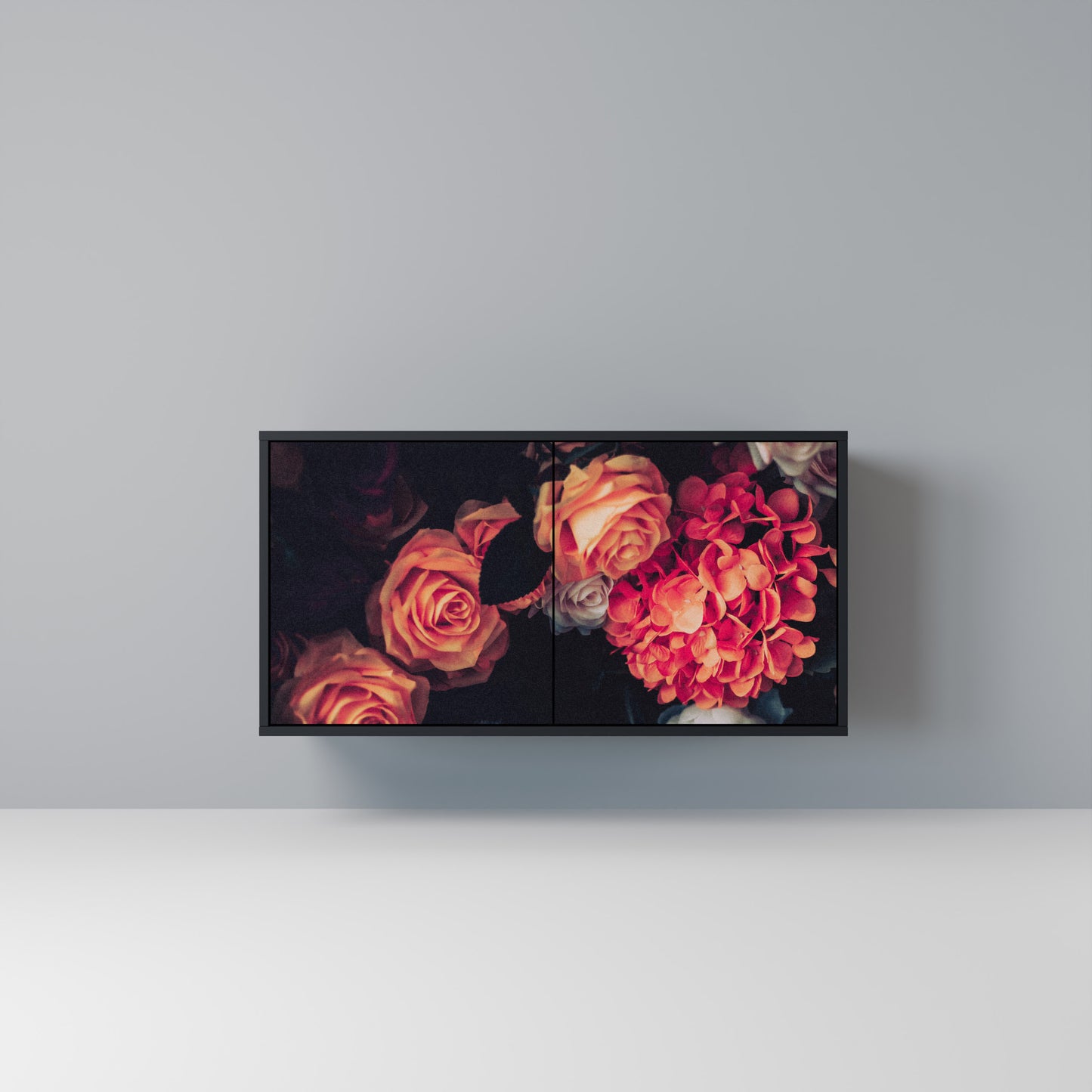 NEVERENDING BLOOM Madia a 2 Ante in Finitura Nera