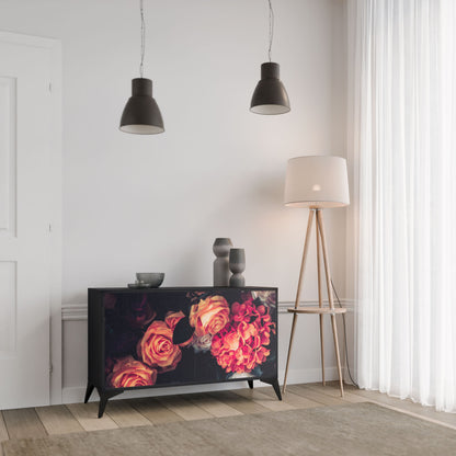Credenza NEVERENDING BLOOM a 2 ante in finitura nera