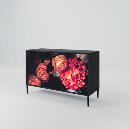 Credenza NEVERENDING BLOOM a 2 ante in finitura nera