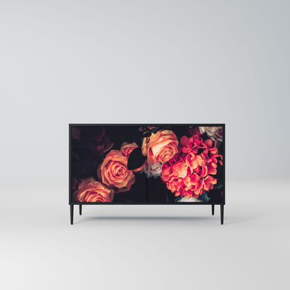 Credenza NEVERENDING BLOOM a 2 ante in finitura nera