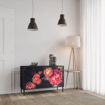 Credenza NEVERENDING BLOOM a 2 ante in finitura nera