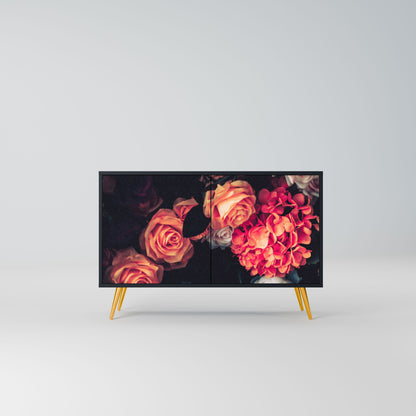 Credenza NEVERENDING BLOOM a 2 ante in finitura nera