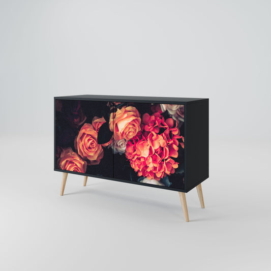 Credenza NEVERENDING BLOOM a 2 ante in finitura nera