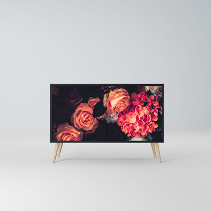 Credenza NEVERENDING BLOOM a 2 ante in finitura nera