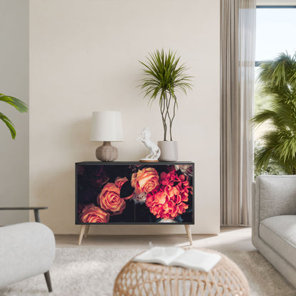 Credenza NEVERENDING BLOOM a 2 ante in finitura nera