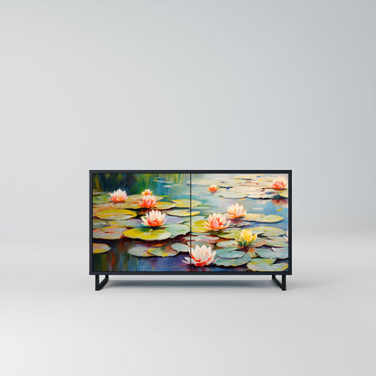 BLOOMING WATERS 2-Door Sideboard in Black Finish