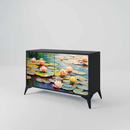 BLOOMING WATERS 2-Door Sideboard in Black Finish
