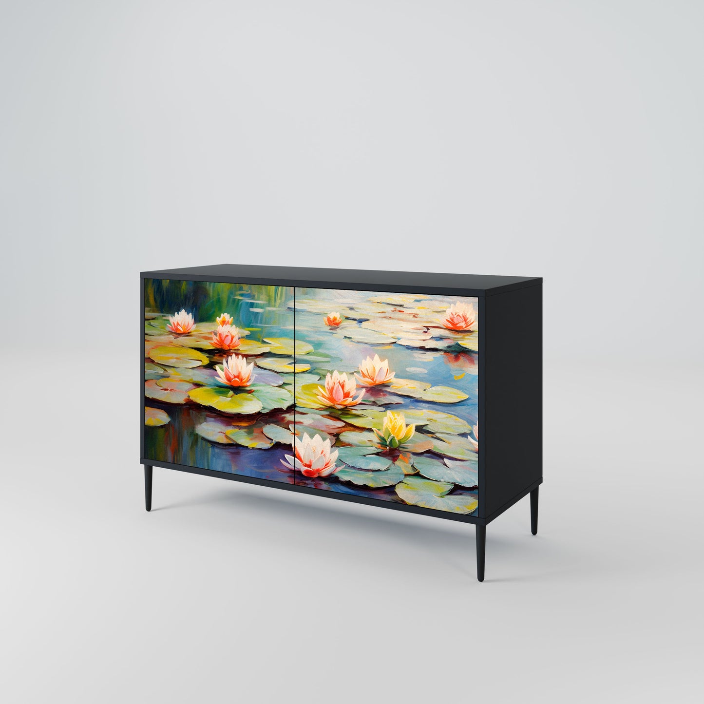 BLOOMING WATERS 2-Door Sideboard in Black Finish