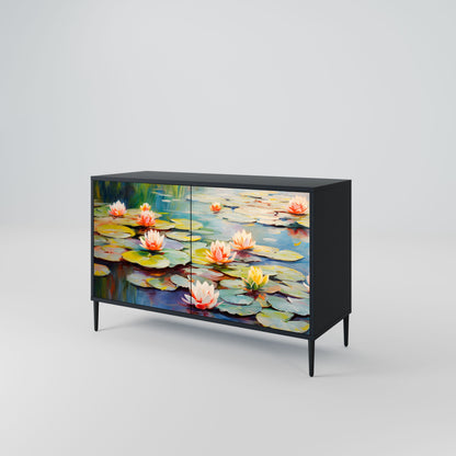 BLOOMING WATERS 2-Door Sideboard in Black Finish