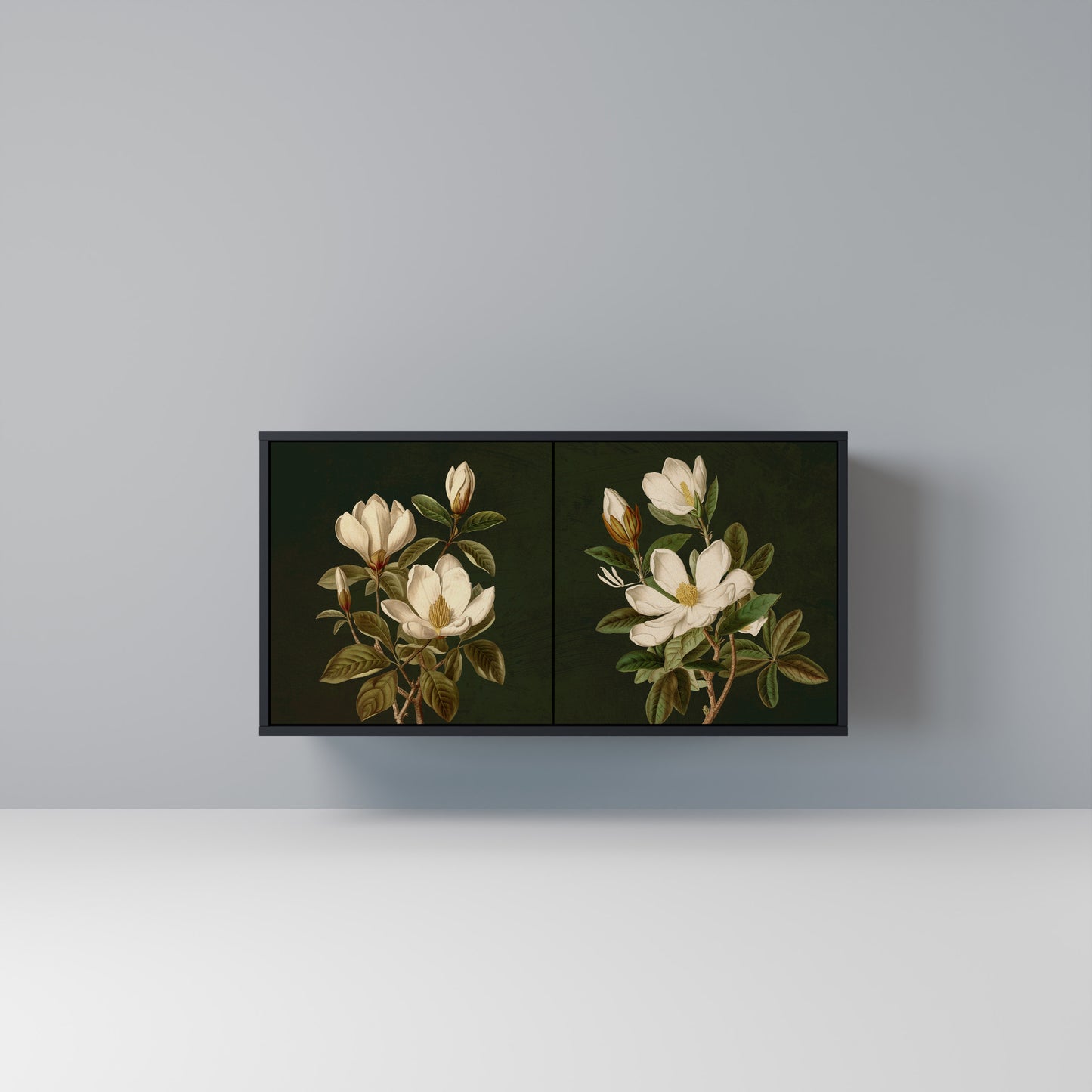 FLORAL NOIR Madia a 2 Ante in Finitura Nera