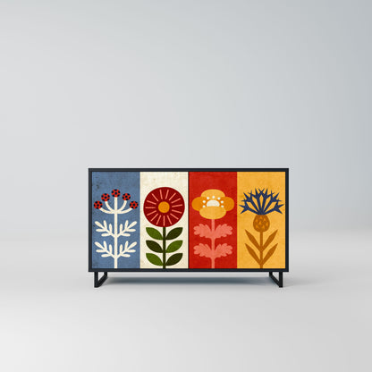 Credenza SCANDIC FLOWERET a 2 ante in finitura nera