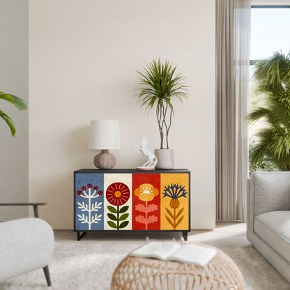 Credenza SCANDIC FLOWERET a 2 ante in finitura nera