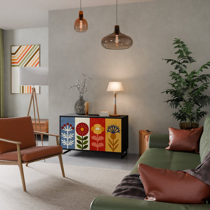 Credenza SCANDIC FLOWERET a 2 ante in finitura nera