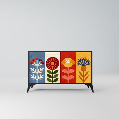 Credenza SCANDIC FLOWERET a 2 ante in finitura nera