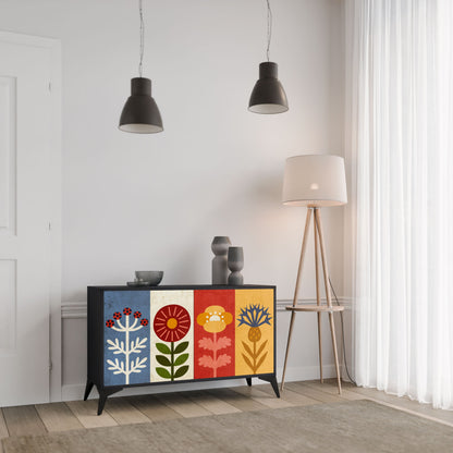 Credenza SCANDIC FLOWERET a 2 ante in finitura nera