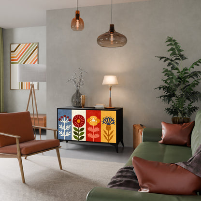 Credenza SCANDIC FLOWERET a 2 ante in finitura nera