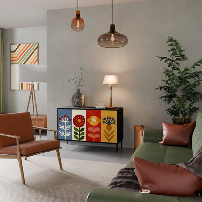 Credenza SCANDIC FLOWERET a 2 ante in finitura nera
