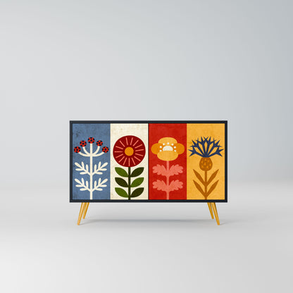 Credenza SCANDIC FLOWERET a 2 ante in finitura nera