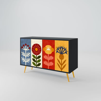 Credenza SCANDIC FLOWERET a 2 ante in finitura nera