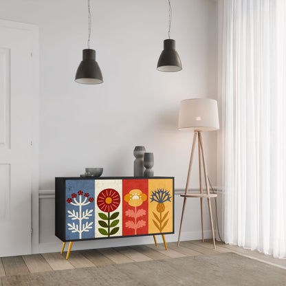 Credenza SCANDIC FLOWERET a 2 ante in finitura nera