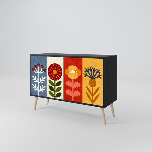 SCANDIC FLOWERET 2-Door Sideboard in Black Finish