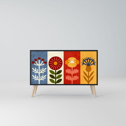 Credenza SCANDIC FLOWERET a 2 ante in finitura nera