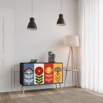 Credenza SCANDIC FLOWERET a 2 ante in finitura nera