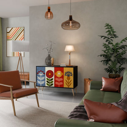 Credenza SCANDIC FLOWERET a 2 ante in finitura nera