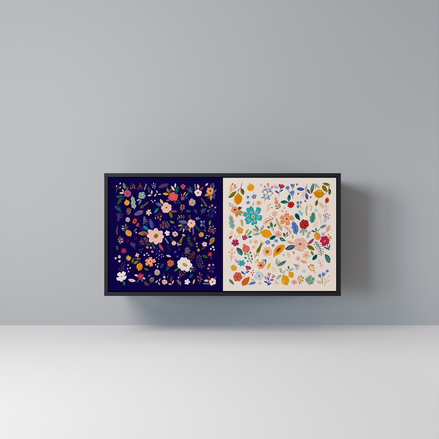 FLORAL COMBINATION Madia a 2 Ante in Finitura Nera