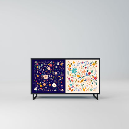 FLORAL COMBINATION 2-Door Sideboard in Black Finish