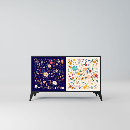 FLORAL COMBINATION 2-Door Sideboard in Black Finish