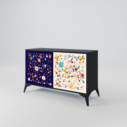 FLORAL COMBINATION 2-Door Sideboard in Black Finish