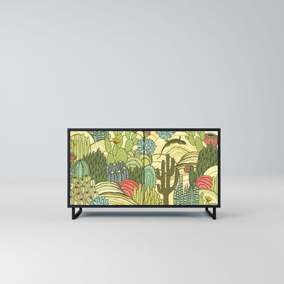 Credenza SUCCULENTS KALEIDOSCOPE a 2 ante in finitura nera