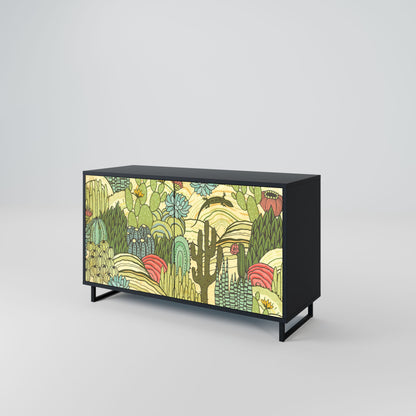 Credenza SUCCULENTS KALEIDOSCOPE a 2 ante in finitura nera