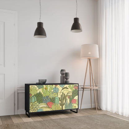 Credenza SUCCULENTS KALEIDOSCOPE a 2 ante in finitura nera