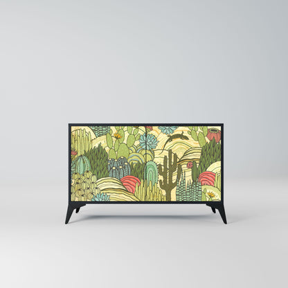 Credenza SUCCULENTS KALEIDOSCOPE a 2 ante in finitura nera