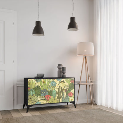 Credenza SUCCULENTS KALEIDOSCOPE a 2 ante in finitura nera