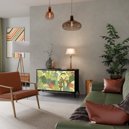 Credenza SUCCULENTS KALEIDOSCOPE a 2 ante in finitura nera