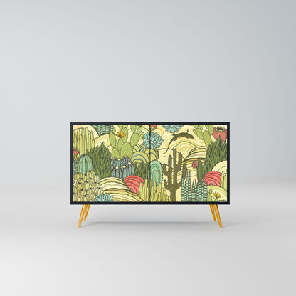Credenza SUCCULENTS KALEIDOSCOPE a 2 ante in finitura nera
