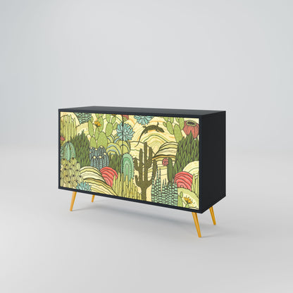 Credenza SUCCULENTS KALEIDOSCOPE a 2 ante in finitura nera