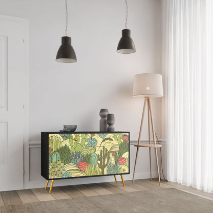 Credenza SUCCULENTS KALEIDOSCOPE a 2 ante in finitura nera