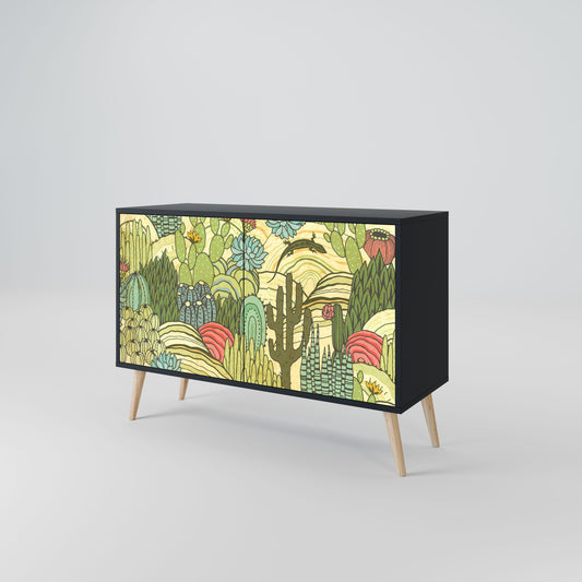 Credenza SUCCULENTS KALEIDOSCOPE a 2 ante in finitura nera