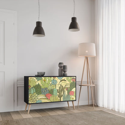 Credenza SUCCULENTS KALEIDOSCOPE a 2 ante in finitura nera