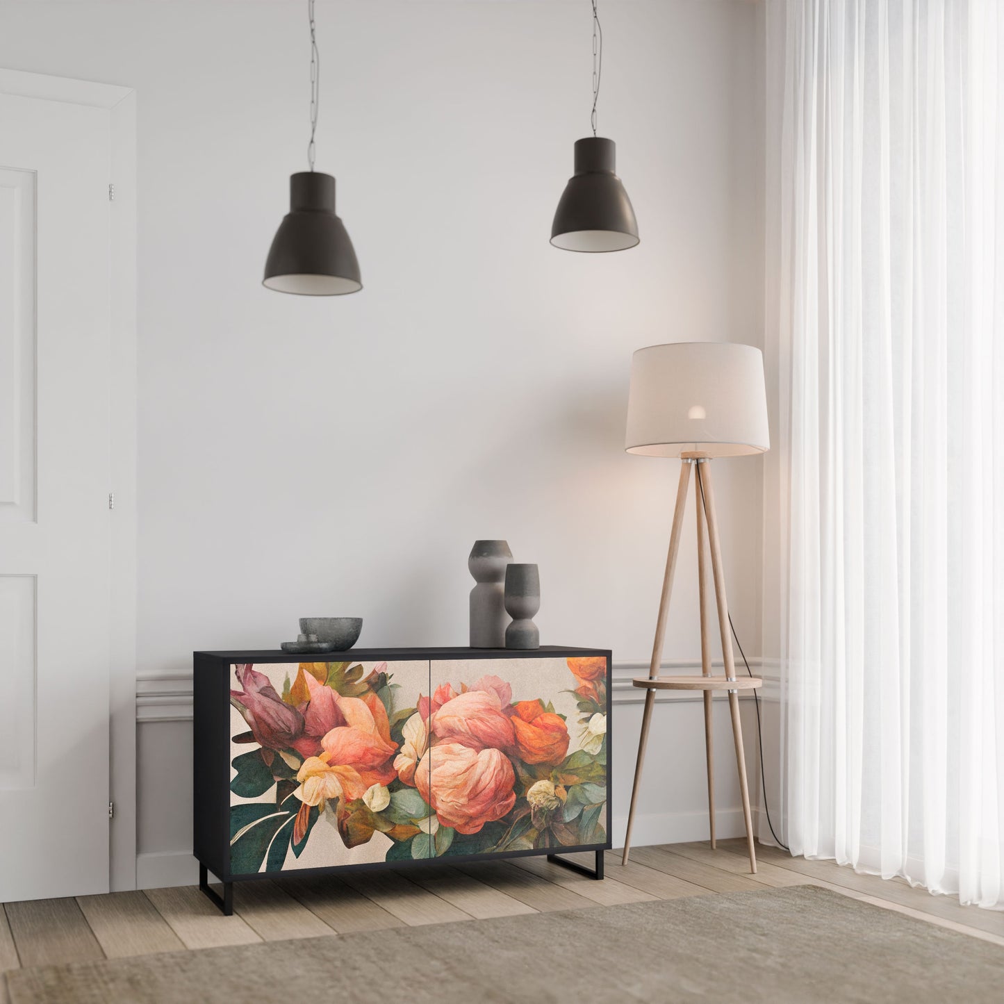 Credenza a 2 ante STYLISH BEAUTY in finitura nera