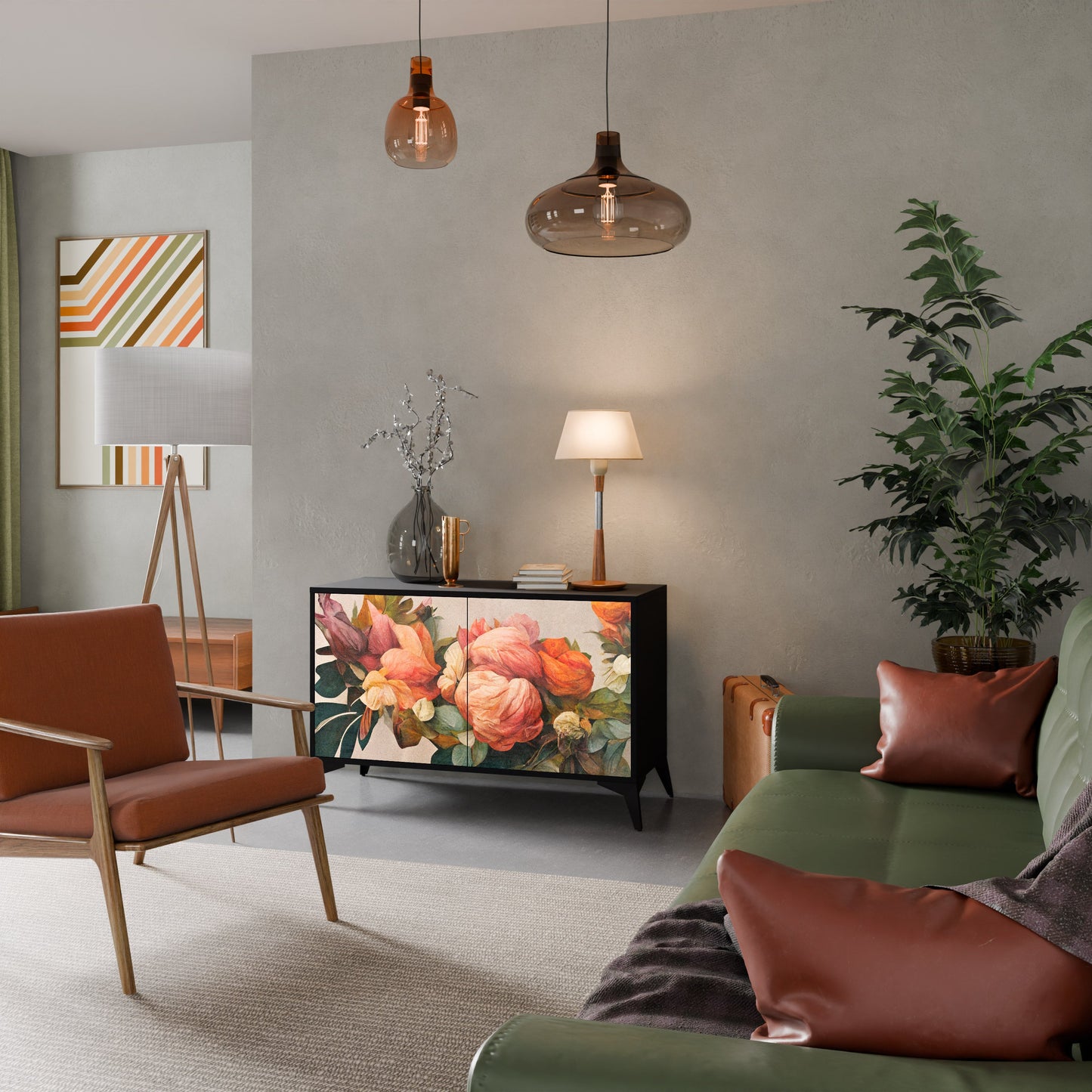 Credenza a 2 ante STYLISH BEAUTY in finitura nera