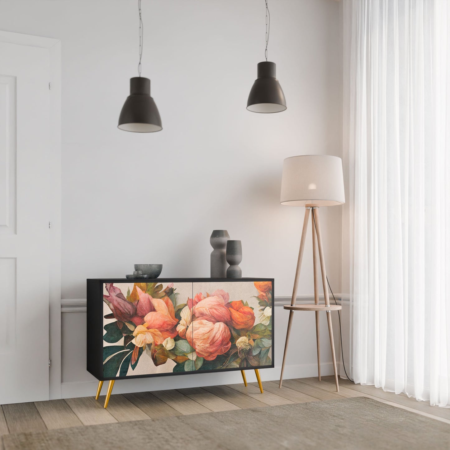 Credenza a 2 ante STYLISH BEAUTY in finitura nera