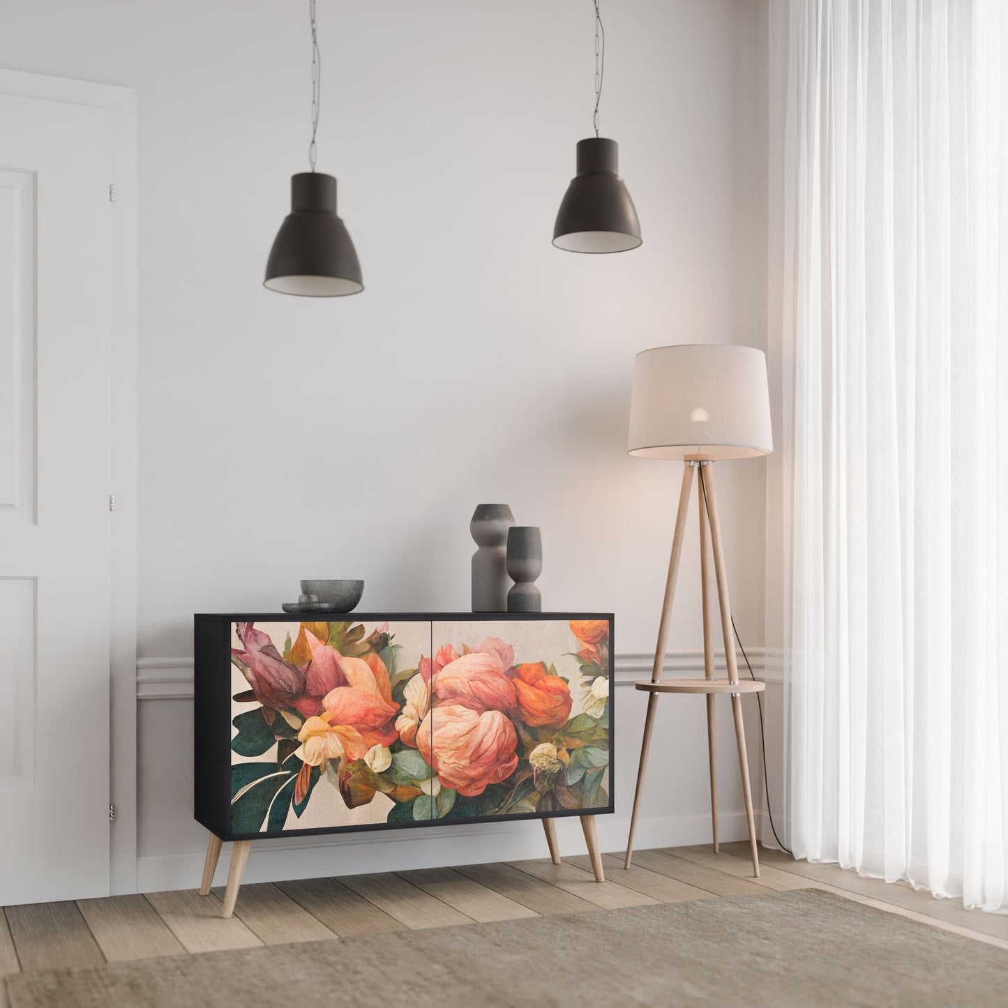Credenza a 2 ante STYLISH BEAUTY in finitura nera